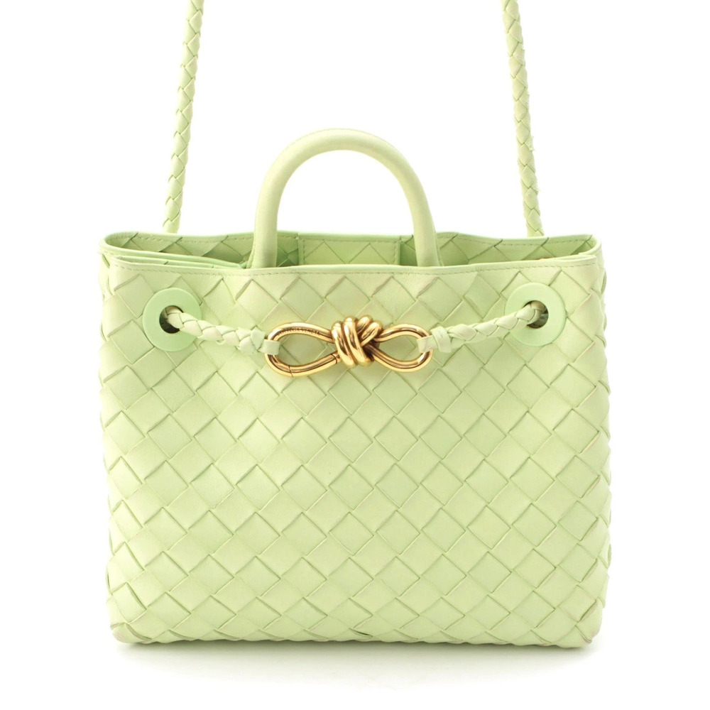 Bottega Veneta Intrecciato Andiamo Leather Shoulder Handbag Green